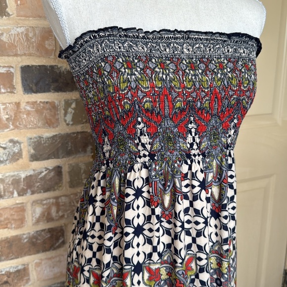Altar’d State Boho Strapless Maxi Dress Multi Hue Paisley Print Smocked Tube Top - Picture 2 of 10